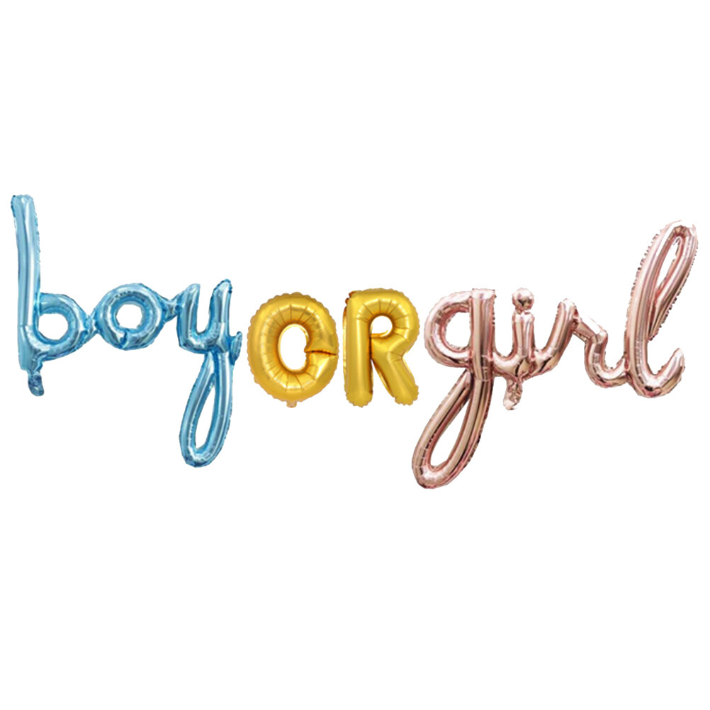 TUIBELYN Boy or Girl Balloons Letter Decorative Ballon Prop Ornament for Kids Newborn Gender Reveal Party